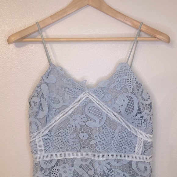 Flnn | Blue Lace Spaghetti Strap | Sweetheart Dress - Picture 3 of 8